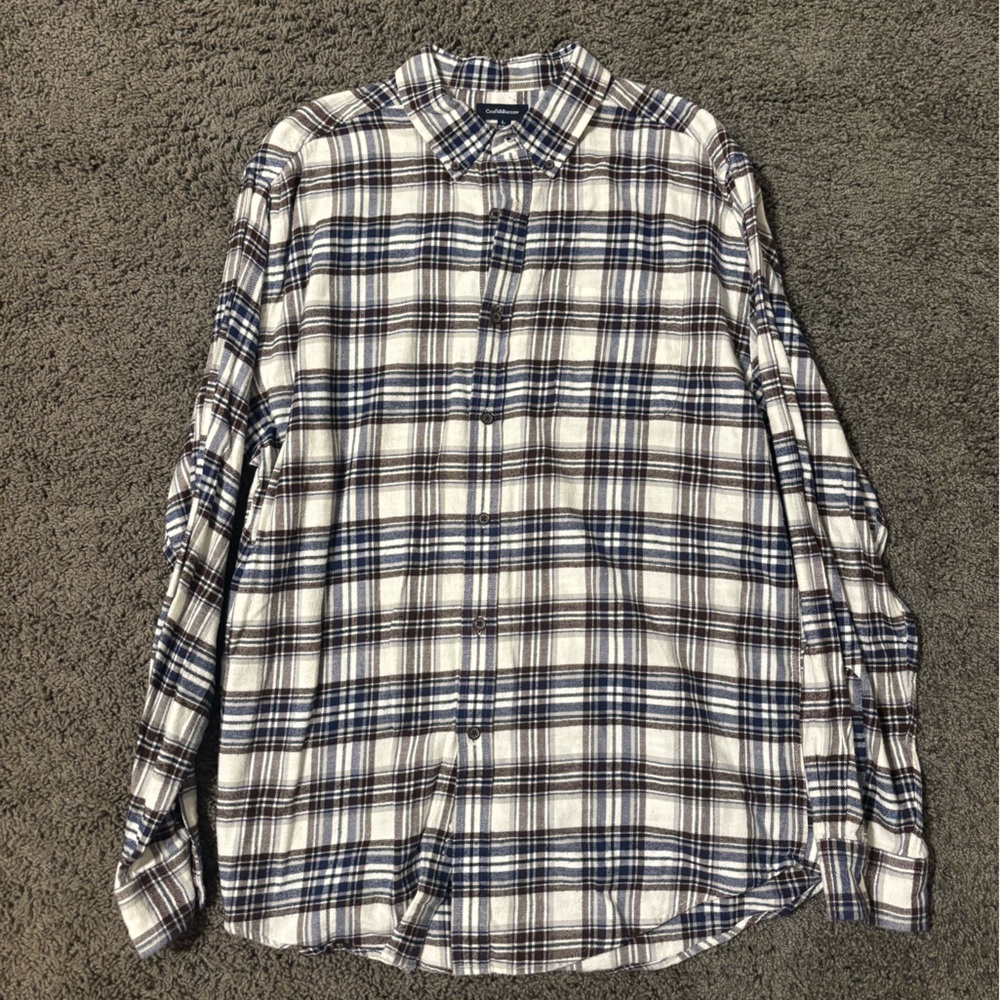 Croft & Barrow Navy and Cream Plaid Shirt